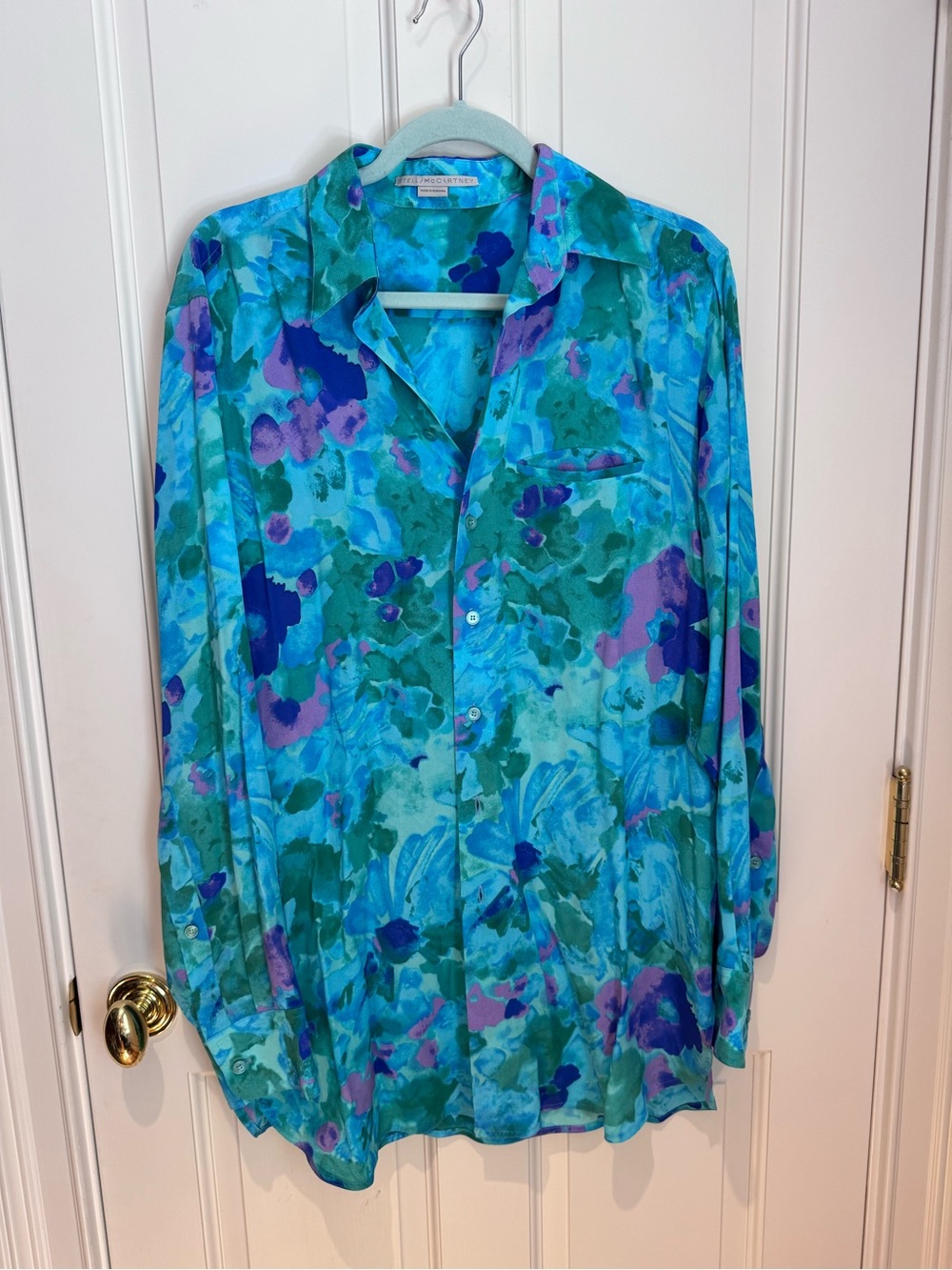 Stella McCartney Teal & Purple Floral Lightweight Shirt Tunic (size 44 or 8/10)